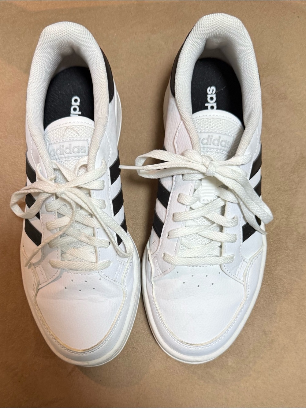 adidas White and Black Women's Low-Top Sneakers with Three Stripes
